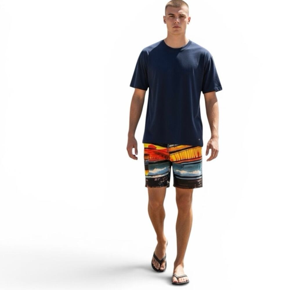 ⸻

Ocean Current Boys Board Shorts Size 12 Multicolored Scenic 
Surf Beachwear